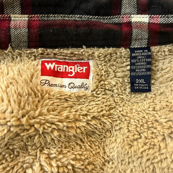 Vintage Wrangler Plaid Sherpa Lined Shacket - Picture 2 of 4